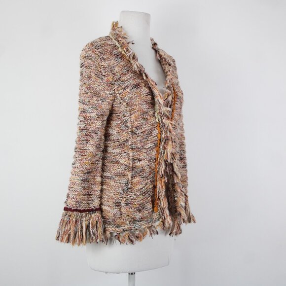 Angel Of The North Sz L Red Yellow Multicolor Poly Acrylic Cardigan Sweater - Picture 9 of 16